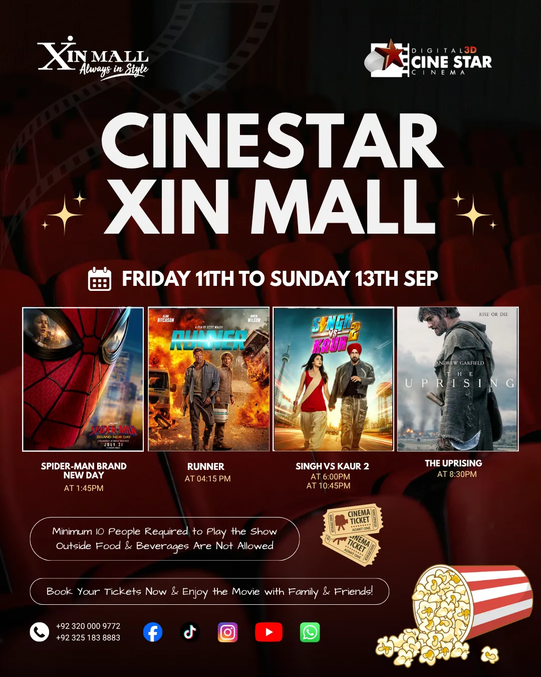 The current CineStar showtimes at Xin Mall, Sargodha